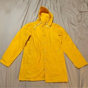 Vibrant Yellow Waterproof Raincoat with Hood